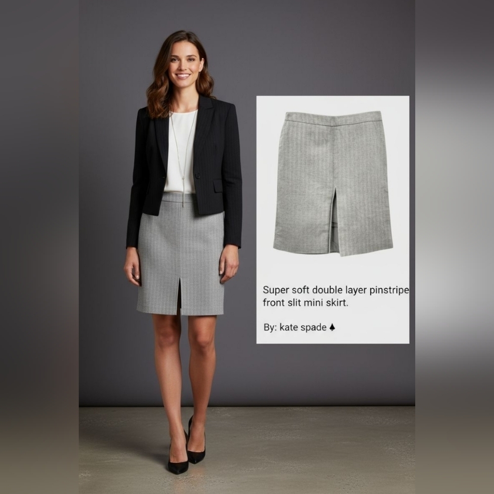 KATE SPADE SATURDAY SILVER GREY DOUBLE LAYER LAYOVER PENCIL SKIRT SIZE 4